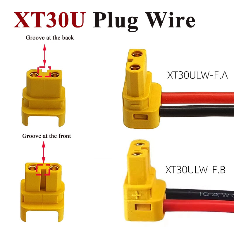 Drone Battery Connector - Elbow XT30U Banana Plug Line XT30ULW-F