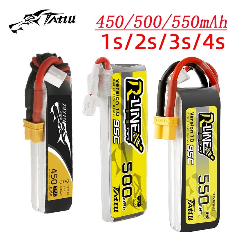 Drone Battery 4S - 3Pcs NEW TATTU 450/500/550mAh 75/95C 3.7/3.8/7.4/11.1/14.8V