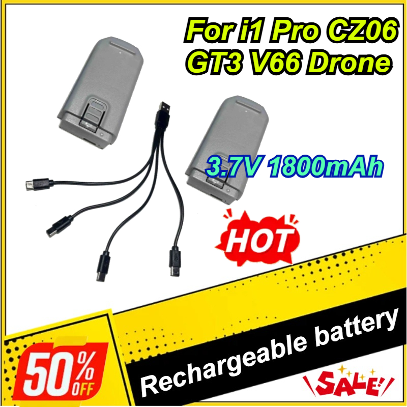 Drone Battery Li-Ion - RC Quadcopter Accessory 3.7V 1800mAh Replacement