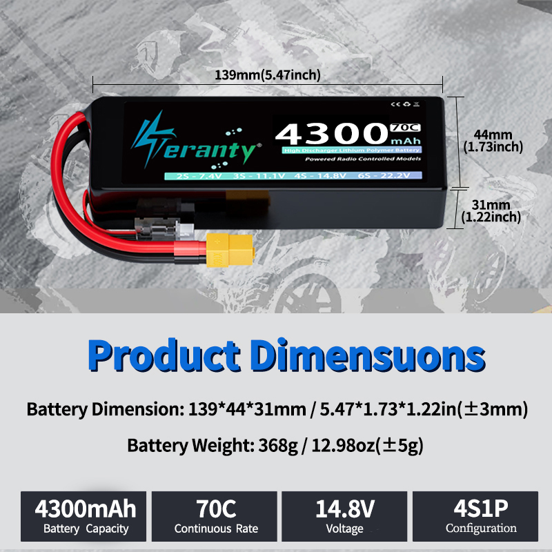TERANTY 4S 4300mAh 14.8V 70C 1 - Drone Battery 4S review and price