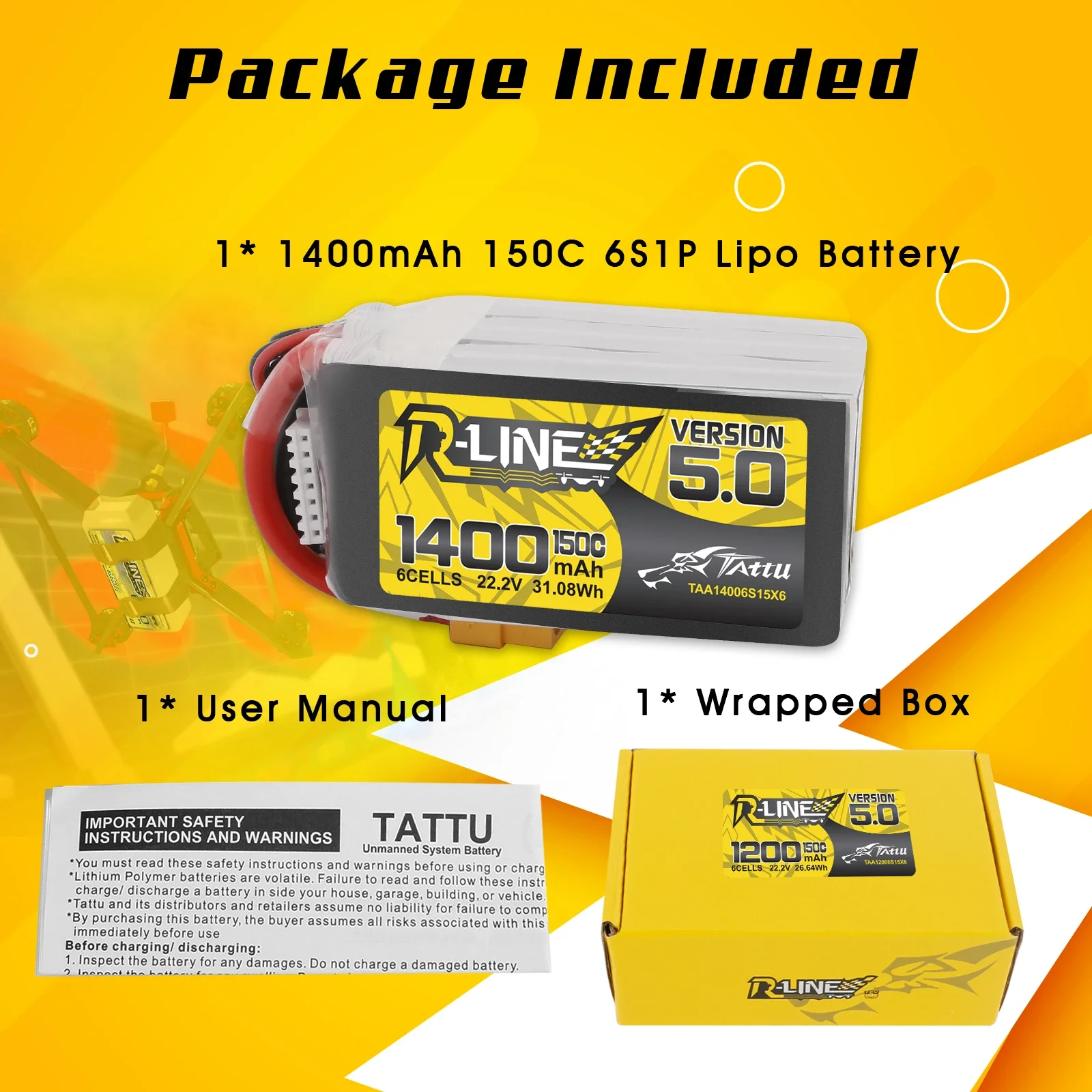 Tattu R-Line 1200mAh 1400mAh 6 - Drone Battery 6S review and price
