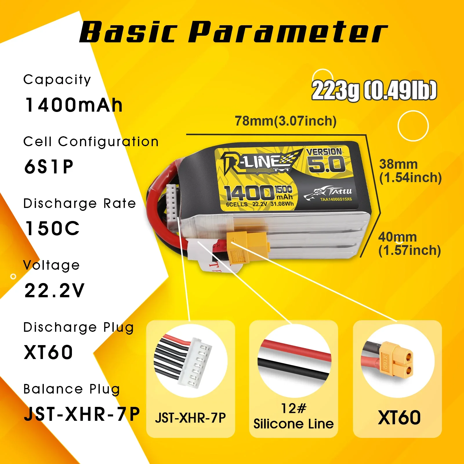 Tattu R-Line 1200mAh 1400mAh 6 - Drone Battery 6S review and price